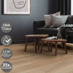 5er Set PVC Vinylboden Bodenbelag 7 Dielen 4,2mm für 1,54m² mit Klick-System Eiche Golden Hour ML-Design-ECD Germany New