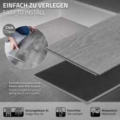 2er Set PVC Vinylboden Bodenbelag 7 Dielen 4,2mm für 1,54m² mit Klick-System Eiche Windswell Hickory ML-Design-ECD Germany Outlet