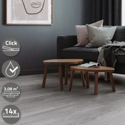 2er Set PVC Vinylboden Bodenbelag 7 Dielen 4,2mm für 1,54m² mit Klick-System Eiche Windswell Hickory ML-Design-ECD Germany Outlet