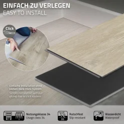 4er Set PVC Vinylboden Bodenbelag 7 Dielen 4,2mm für 1,54m² mit Klick-System Eiche Afterglow ML-Design-ECD Germany Sale