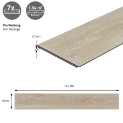 4er Set PVC Vinylboden Bodenbelag 7 Dielen 4,2mm für 1,54m² mit Klick-System Eiche Afterglow ML-Design-ECD Germany Sale