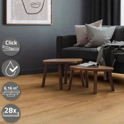 4er Set PVC Vinylboden Bodenbelag 7 Dielen 4,2mm für 1,54m² mit Klick-System Eiche Sandbar ML-Design-ECD Germany Hot