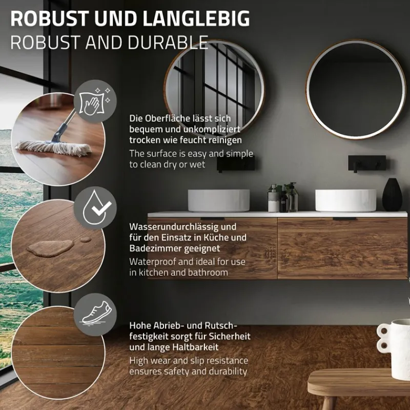 2er Set PVC Vinylboden Bodenbelag 7 Dielen 4,2mm für 1,54m² mit Klick-System Akazie ML-Design-ECD Germany New