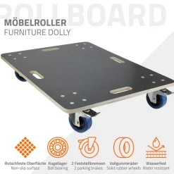 2er Set Rollbrett Möbelroller 60 x 80 cm aus Multiplex mit Feststellbremsen Tragkraft 800 kg-ECD Germany Clearance