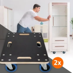 2er Set Rollbrett Möbelroller 40 x 60 cm aus Multiplex Traglast 800 kg-ECD Germany Online