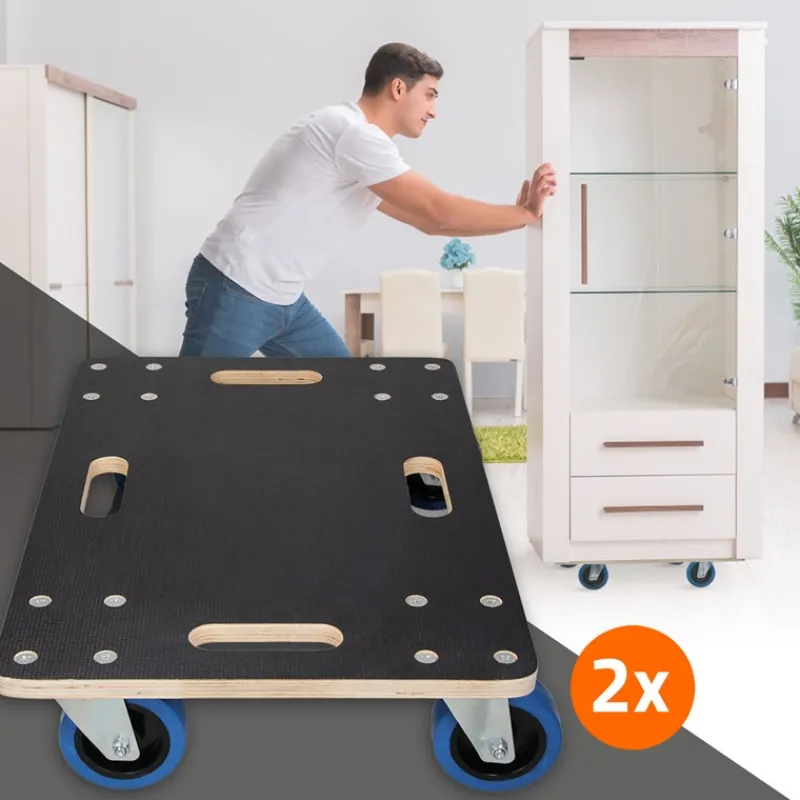 2er Set Rollbrett Möbelroller 40 x 60 cm aus Multiplex Traglast 800 kg-ECD Germany Online
