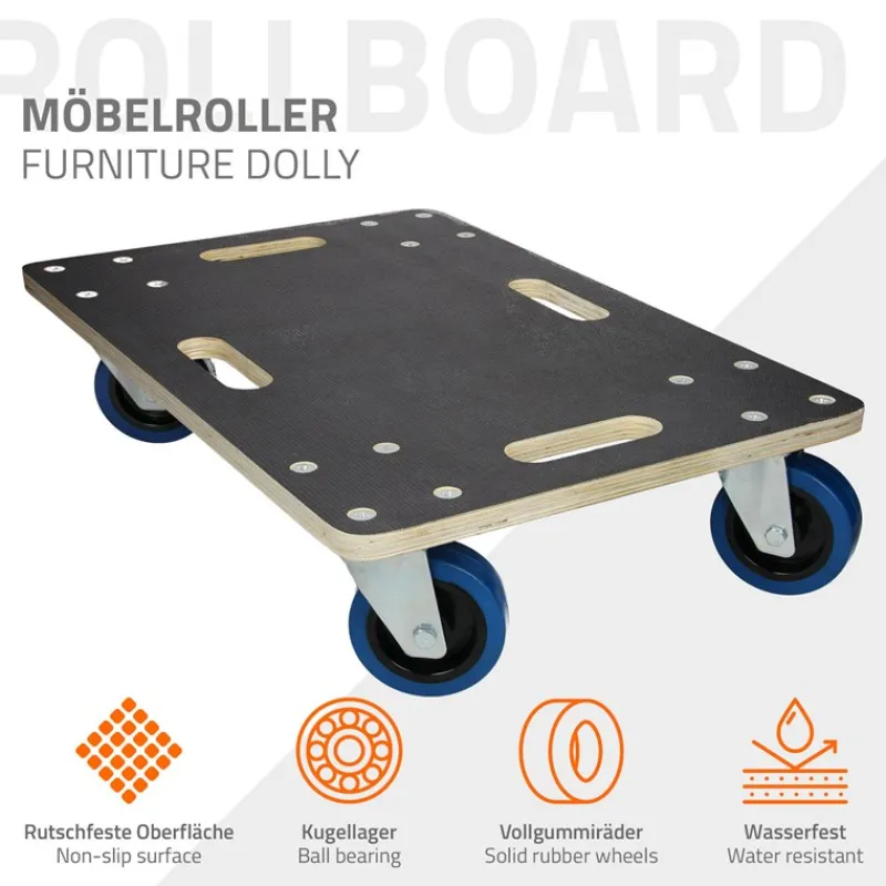 2er Set Rollbrett Möbelroller 40 x 60 cm aus Multiplex Traglast 800 kg-ECD Germany Online