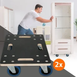 2er Set Rollbrett Möbelroller 35 x 50 cm aus Multiplex Tragkraft 800 kg-ECD Germany Best