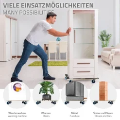 2er Set Rollbrett Möbelroller 60 x 80 cm aus Multiplex Traglast 800 kg-ECD Germany Clearance