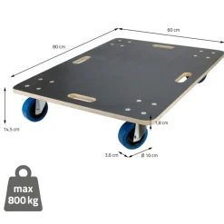 2er Set Rollbrett Möbelroller 60 x 80 cm aus Multiplex Traglast 800 kg-ECD Germany Clearance