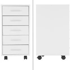 2er Set Rollcontainer mit 5 Schubladen 33x38x63,5 cm Weiß ML-Design-ECD Germany New