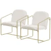 2er Set Sessel Beige mit goldenem Stahlgestell Relaxsessel mit Arm-& Rückenlehne ML-Design-ECD Germany Sale