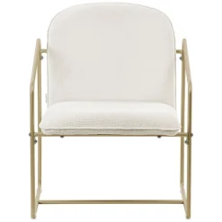 2er Set Sessel Beige mit goldenem Stahlgestell Relaxsessel mit Arm-& Rückenlehne ML-Design-ECD Germany Sale