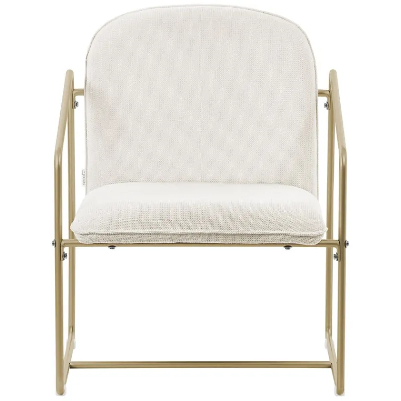 2er Set Sessel Beige mit goldenem Stahlgestell Relaxsessel mit Arm-& Rückenlehne ML-Design-ECD Germany Sale