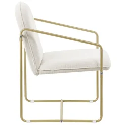 2er Set Sessel Beige mit goldenem Stahlgestell Relaxsessel mit Arm-& Rückenlehne ML-Design-ECD Germany Sale