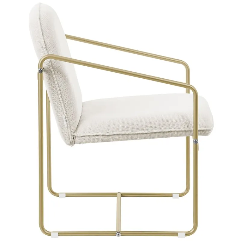 2er Set Sessel Beige mit goldenem Stahlgestell Relaxsessel mit Arm-& Rückenlehne ML-Design-ECD Germany Sale