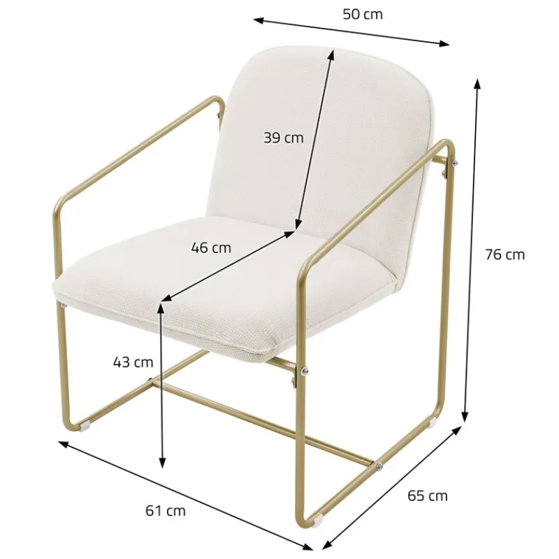 2er Set Sessel Beige mit goldenem Stahlgestell Relaxsessel mit Arm-& Rückenlehne ML-Design-ECD Germany Sale