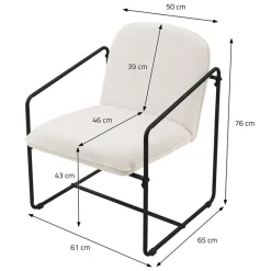 2er Set Sessel Beige mit schwarzem Stahlgestell Relaxsessel mit Arm-& Rückenlehne ML-Design-ECD Germany Best