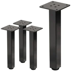 4er Set Tischbeine 30 cm Dunkelgrau Optik Industrial Stahl pulverbeschichtet eckig Profil 4x4cm Höhenverstellbare Möbelfüße 1-4 cm-ECD Germany Online