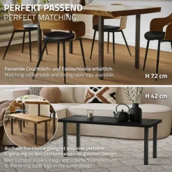 4er Set Tischbeine 30 cm Dunkelgrau Optik Industrial Stahl pulverbeschichtet eckig Profil 4x4cm Höhenverstellbare Möbelfüße 1-4 cm-ECD Germany Online