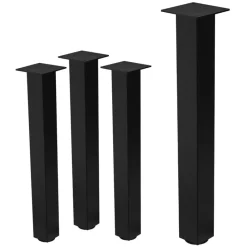 4er Set Tischbeine I-Design 72 cm Schwarz glänzend aus pulverbeschichtetem Stahl eckig Profil 8x8 cm Höhenverstellbare Möbelfüße 1-4cm ML-Design-ECD Germany Discount