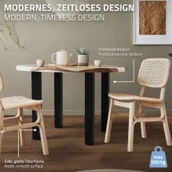 4er Set Tischbeine I-Design 72 cm Schwarz glänzend aus pulverbeschichtetem Stahl eckig Profil 8x8 cm Höhenverstellbare Möbelfüße 1-4cm ML-Design-ECD Germany Discount