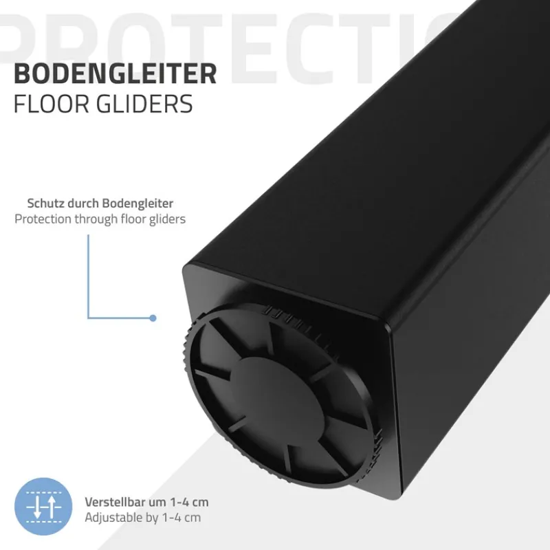 4er Set Tischbeine I-Design 72 cm Schwarz glänzend aus pulverbeschichtetem Stahl eckig Profil 8x8 cm Höhenverstellbare Möbelfüße 1-4cm ML-Design-ECD Germany Discount