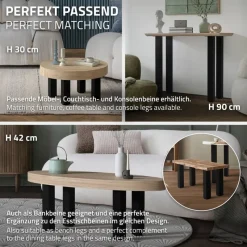 4er Set Tischbeine I-Design 72 cm Schwarz glänzend aus pulverbeschichtetem Stahl eckig Profil 8x8 cm Höhenverstellbare Möbelfüße 1-4cm ML-Design-ECD Germany Discount