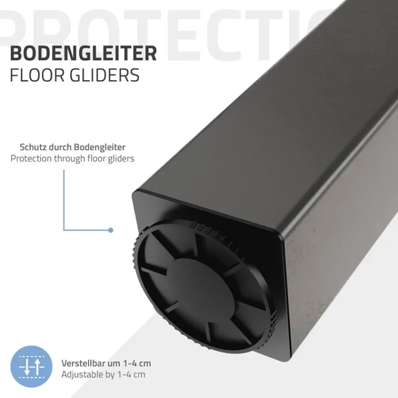 4er Set Tischbeine I-Design 30 cm Dunkelgrau Optik Industrial Stahl pulverbeschichtet eckig Profil 8x8 cm Höhenverstellbare Möbelfüße 1-4 cm ML-Design-ECD Germany Discount