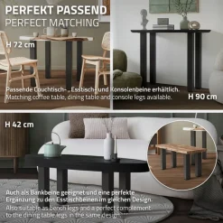 4er Set Tischbeine I-Design 30 cm Dunkelgrau Optik Industrial Stahl pulverbeschichtet eckig Profil 8x8 cm Höhenverstellbare Möbelfüße 1-4 cm ML-Design-ECD Germany Discount