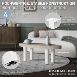 4er Set Tischbeine I-Design 42 cm Weiß glänzend aus pulverbeschichtetem Stahl eckig Profil 8x8 cm Höhenverstellbare Möbelfüße 1-4 cm ML-Design-ECD Germany Discount