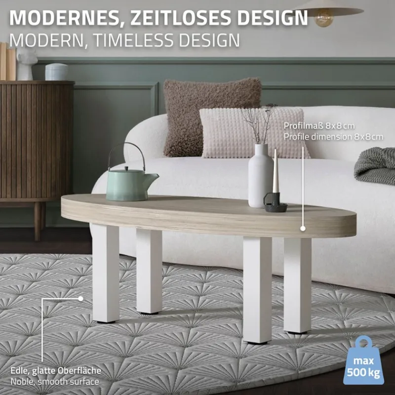 4er Set Tischbeine I-Design 42 cm Weiß glänzend aus pulverbeschichtetem Stahl eckig Profil 8x8 cm Höhenverstellbare Möbelfüße 1-4 cm ML-Design-ECD Germany Discount