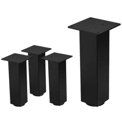 4er Set Tischbeine I-Design 30 cm Schwarz glänzend aus pulverbeschichtetem Stahl eckig Profil 8x8 cm Höhenverstellbare Möbelfüße 1-4 cm ML-Design-ECD Germany Discount
