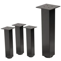 4er Set Tischbeine I-Design 42 cm Dunkelgrau Optik Industrial Stahl pulverbeschichtet eckig Profil 8x8 cm Höhenverstellbare Möbelfüße 1-4 cm ML-Design-ECD Germany Discount
