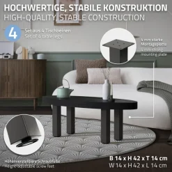 4er Set Tischbeine I-Design 42 cm Dunkelgrau Optik Industrial Stahl pulverbeschichtet eckig Profil 8x8 cm Höhenverstellbare Möbelfüße 1-4 cm ML-Design-ECD Germany Discount