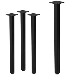4er Set Tischbeine I-Design 72 cm Schwarz glänzend aus pulverbeschichtetem Stahl eckig Profil 4x4 cm Höhenverstellbare Möbelfüße 1-4cm-ECD Germany Sale