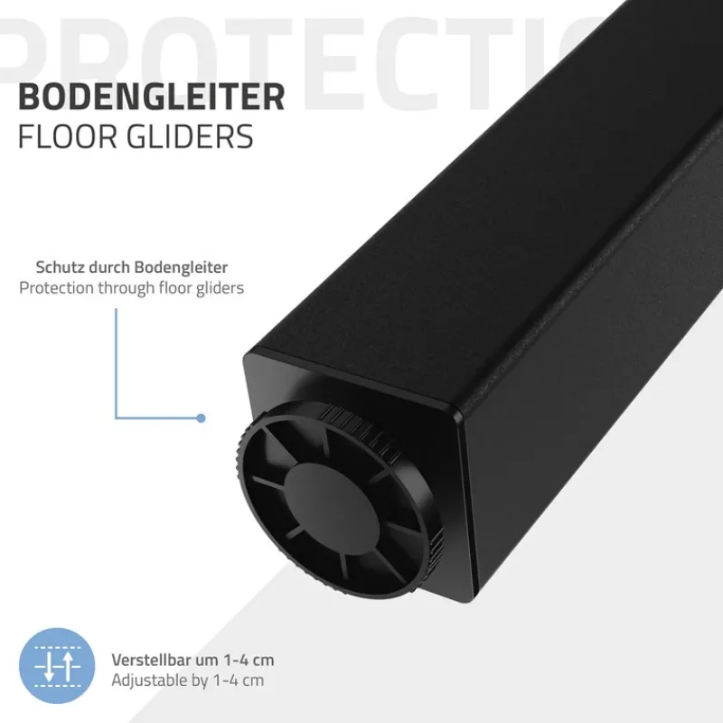 4er Set Tischbeine I-Design 72 cm Schwarz glänzend aus pulverbeschichtetem Stahl eckig Profil 4x4 cm Höhenverstellbare Möbelfüße 1-4cm-ECD Germany Sale