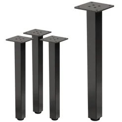 4er Set Tischbeine I-Design 42 cm Dunkelgrau Optik Industrial Stahl pulverbeschichtet eckig Profil 4x4 cm Höhenverstellbare Möbelfüße 1-4 cm-ECD Germany Outlet