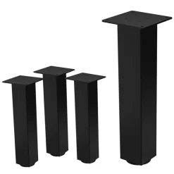 4er Set Tischbeine I-Design 42 cm Schwarz glänzend aus pulverbeschichtetem Stahl eckig Profil 8x8 cm Höhenverstellbare Möbelfüße 1-4 cm ML-Design-ECD Germany Sale