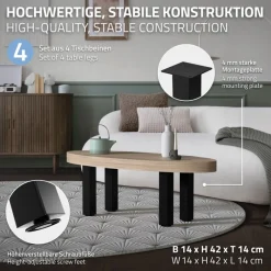 4er Set Tischbeine I-Design 42 cm Schwarz glänzend aus pulverbeschichtetem Stahl eckig Profil 8x8 cm Höhenverstellbare Möbelfüße 1-4 cm ML-Design-ECD Germany Sale