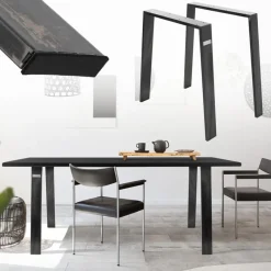 2er Set Tischbeine Loft 75x72 cm Profil 8x2cm aus Stahl U-Form ML-Design-ECD Germany Online
