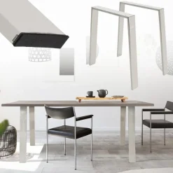 2er Set Tischbeine Loft 75x72 cm Silber Profil 8x2cm aus Edelstahl U-Form ML-Design-ECD Germany Best