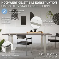 2er Set Tischbeine Loft 75x72 cm Silber Profil 8x2cm aus Edelstahl U-Form ML-Design-ECD Germany Best