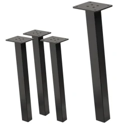 4er Set Tischbeine schräg 42 cm Dunkelgrau Optik Industrial aus pulverbeschichtetem Stahl Profil 4x4cm I-Form 96° Neigung ML-Design-ECD Germany Best