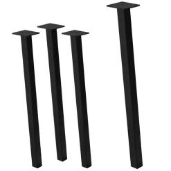 4er Set Tischbeine schräg 72 cm Schwarz glänzend aus pulverbeschichtetem Stahl eckig Profil 4x4 cm I-Form 96° Neigung ML-Design-ECD Germany Best
