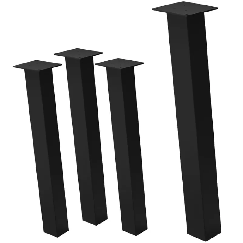 4er Set Tischbeine schräg 72 cm Schwarz glänzend aus Stahl eckig Profil 8x8 cm I-Form 96° Neigung ML-Design-ECD Germany Outlet