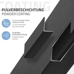 4er Set Tischbeine schräg 72 cm Schwarz glänzend aus Stahl eckig Profil 8x8 cm I-Form 96° Neigung ML-Design-ECD Germany Outlet