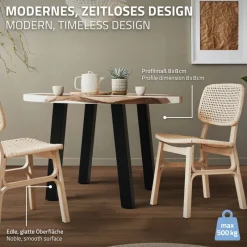 4er Set Tischbeine schräg 72 cm Schwarz glänzend aus Stahl eckig Profil 8x8 cm I-Form 96° Neigung ML-Design-ECD Germany Outlet