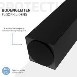 4er Set Tischbeine schräg 72 cm Schwarz glänzend aus Stahl eckig Profil 8x8 cm I-Form 96° Neigung ML-Design-ECD Germany Outlet