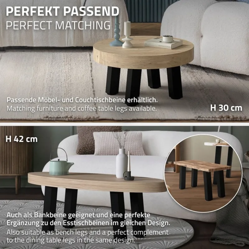 4er Set Tischbeine schräg 72 cm Schwarz glänzend aus Stahl eckig Profil 8x8 cm I-Form 96° Neigung ML-Design-ECD Germany Outlet